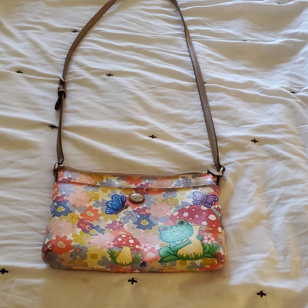 Coach Hand Painted Bag with Sweet Frog and Butterfly  🐸🦋 - Picture 10 of 11